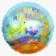 Шар круг фольга с днем рождения "Подводный мир" 45 см.